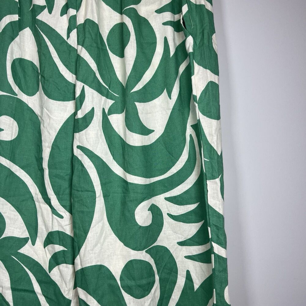 Panama Jack Womens Linen Blend Crop Pants Pockets green white‎ preowned medium - Picture 2 of 7
